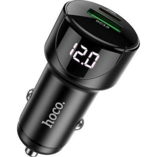 CAR USB CHARGER  Z42 LIGHT ROAD 3.0A/18W DUAL USB QC3.0A USB-C PD 20W QC3.0A  ΜΕ LED ΕΝΔ. ΜΑΥΡΟ